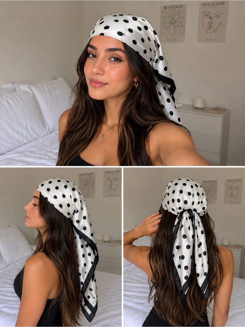 Black and White Polka Dot Scarf